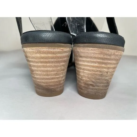 Antelope Women's 505 Black Leather Heeled Sandals size 39 8-8.5