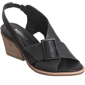 Antelope Women's 505 Black Leather Heeled Sandals size 39 8-8.5