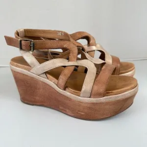 Antelope Women's H12 Evy Leather Platform Wedge Sandals Shoes Size 6 - 6.5 (37)