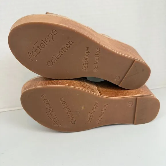 Antelope Women's H12 Evy Leather Platform Wedge Sandals Shoes Size 6 - 6.5 (37)