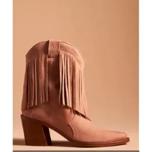 Anthropologie Dolce Vita Fringe Kayle Leather Suede Boots NEUTRAL Sz 7 NIB 240