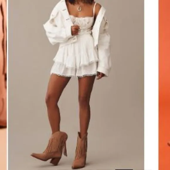 Anthropologie Dolce Vita Fringe Kayle Leather Suede Boots NEUTRAL Sz 7 NIB 240