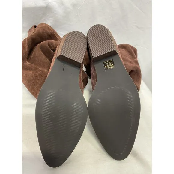 Anthropologie Tall Brown Suede Leather 'Scrunch' Boots Size 8