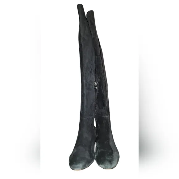 Antonio Melani Black Suede Low Heel Over The Knee Boots Size 9 M