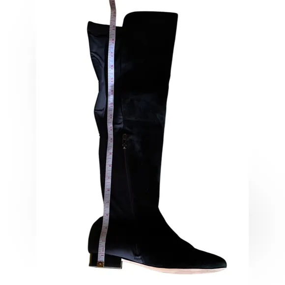 Antonio Melani Black Suede Low Heel Over The Knee Boots Size 9 M