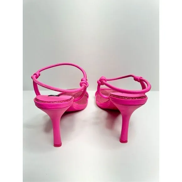 AQUA Sandals Womens Size 10 Square Toe Pink Raffia Detail Slip On Heel NEW