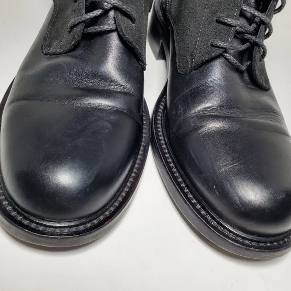 Aquatalia Ali Suede Leather Studded Black Combat Boots Victorian Goth Steam Punk