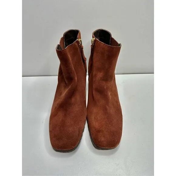 Aquatalia Boots Womens Size 8 Leather Block Heel Ginger Suede Ankle Booties New