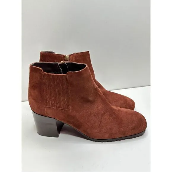 Aquatalia Boots Womens Size 8 Leather Block Heel Ginger Suede Ankle Booties New