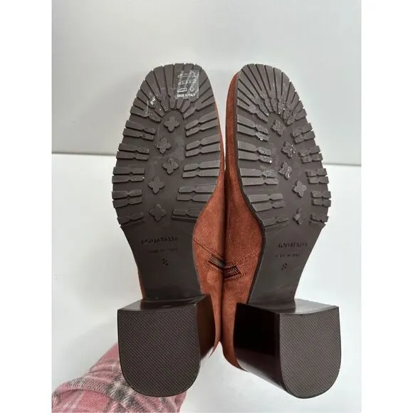 Aquatalia Boots Womens Size 8 Leather Block Heel Ginger Suede Ankle Booties New