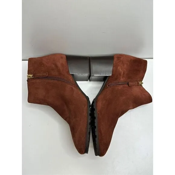 Aquatalia Boots Womens Size 8 Leather Block Heel Ginger Suede Ankle Booties New