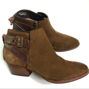 Aquatalia Brown Leather Suede Ankle Boots Sz 6 New