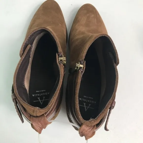 Aquatalia Brown Leather Suede Ankle Boots Sz 6 New