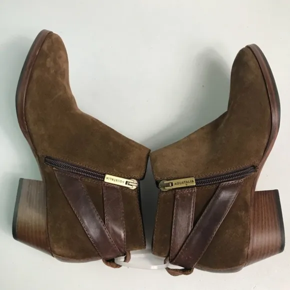 Aquatalia Brown Leather Suede Ankle Boots Sz 6 New