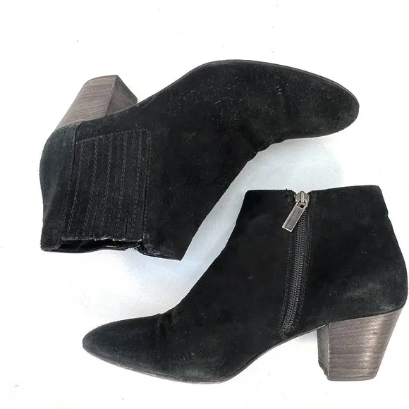 Aquatalia By Marvin K Boots Womens 9.5 Casual Zip Ankle Bootie Black Suede Heels