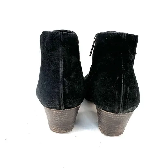 Aquatalia By Marvin K Boots Womens 9.5 Casual Zip Ankle Bootie Black Suede Heels