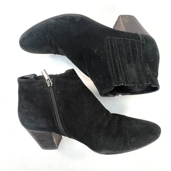 Aquatalia By Marvin K Boots Womens 9.5 Casual Zip Ankle Bootie Black Suede Heels