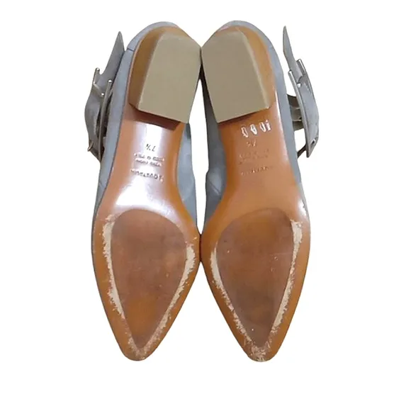 Aquatalia Filomena Ankle Boots in Ash Suede Leather Buckle Detail Pointed Toe