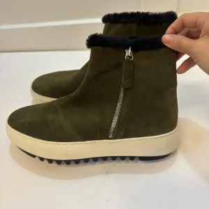 Aquatalia Womens Alison Olive green Suede Ankle Boots Sz 9.5