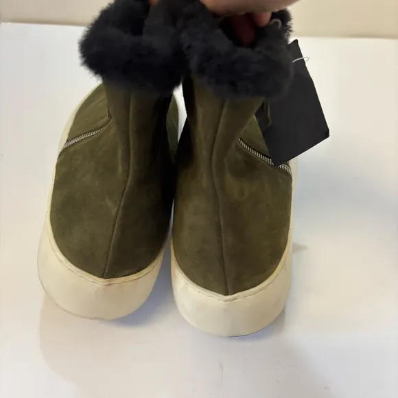 Aquatalia Womens Alison Olive green Suede Ankle Boots Sz 9.5