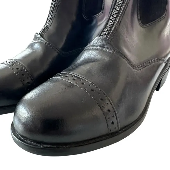 ARIAT DEVON IV PADLOCK KIDS BLACK LEATHER ZIP BOOTS SIZE 13
