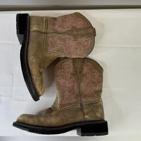 ARIAT FAT BABY 10004730 BROWN LEATHER COWBOY WESTERN BOOTS WOMEN SIZE 7B