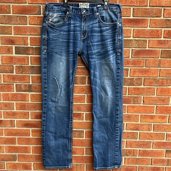 Ariat M7 Coltrane Stretch Stackable Slim Straight Western Jeans 38/36 Silvertone