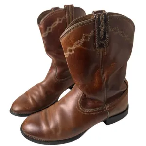 Ariat Men's Distressed Brown Heritage Leather Roper Cowboy Boots Sz. 8 C Western