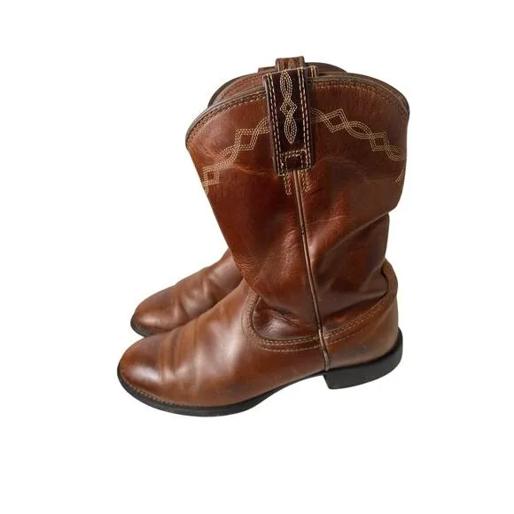 Ariat Men's Distressed Brown Heritage Leather Roper Cowboy Boots Sz. 8 C Western