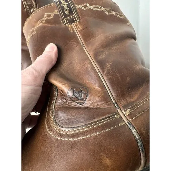 Ariat Men's Distressed Brown Heritage Leather Roper Cowboy Boots Sz. 8 C Western