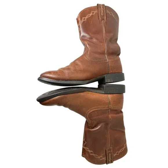 Ariat Men's Distressed Brown Heritage Leather Roper Cowboy Boots Sz. 8 C Western
