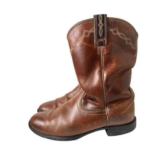 Ariat Men's Distressed Brown Heritage Leather Roper Cowboy Boots Sz. 8 C Western