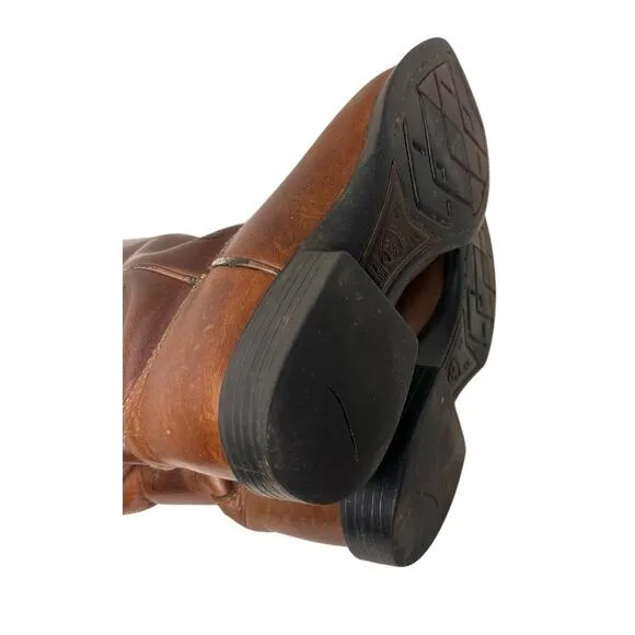 Ariat Men's Distressed Brown Heritage Leather Roper Cowboy Boots Sz. 8 C Western