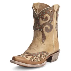 Ariat Rio Leather Western Snip Toe Cowboy Boots-Womens 8.5-Tan/Brown-8in-NEW-NIB