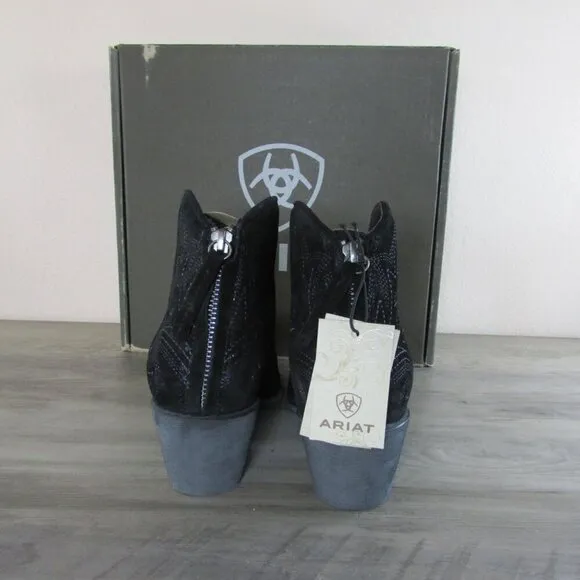 Ariat Women's Layla Western Ankle Boots - Distressed Black Suede - 10046888