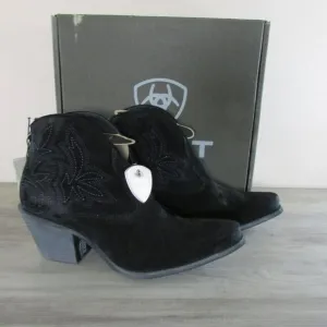 Ariat Women's Layla Western Ankle Boots - Distressed Black Suede - 10046888