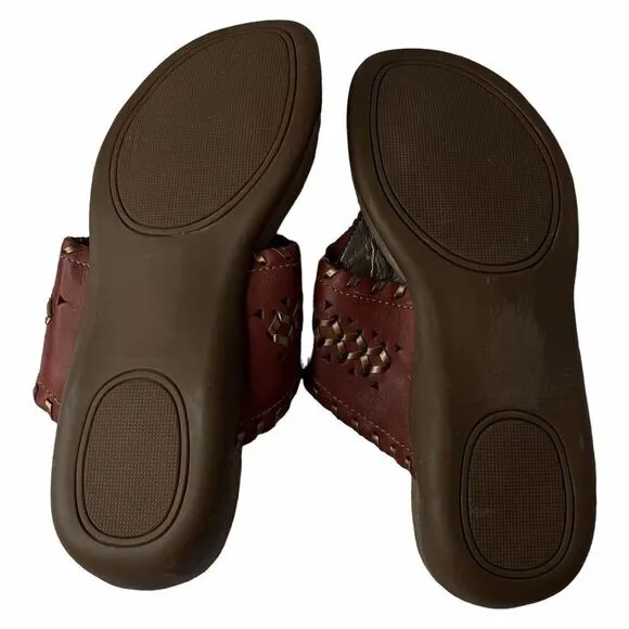 ARRAY Womens Size 8.5M MOKI Woven HUARACHE Thong Sandals Leather Uppers Bronze