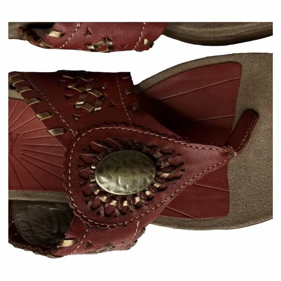 ARRAY Womens Size 8.5M MOKI Woven HUARACHE Thong Sandals Leather Uppers Bronze