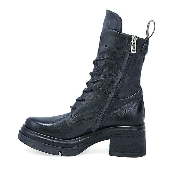 A.S. 98 Women's Black Leather Mid-Calf Elvin Boots Size 41 NWOT