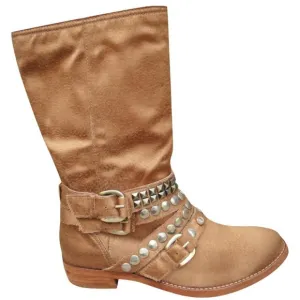 Ash Boots Cult Western Model, Golden Brown Studded Triple Straps, EU Sz 36.5