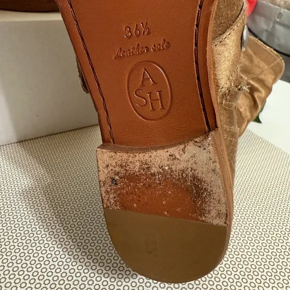 Ash Boots Cult Western Model, Golden Brown Studded Triple Straps, EU Sz 36.5
