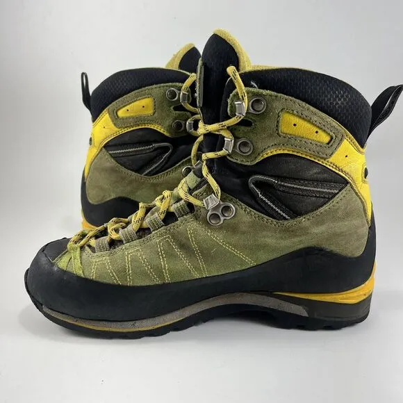 Asolo Elbrus GTX Mountaineering Boots Womens Size 7 Italy Green Suede GoreTex