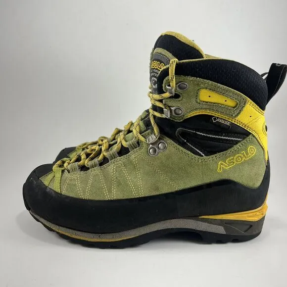 Asolo Elbrus GTX Mountaineering Boots Womens Size 7 Italy Green Suede GoreTex