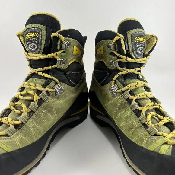 Asolo Elbrus GTX Mountaineering Boots Womens Size 7 Italy Green Suede GoreTex