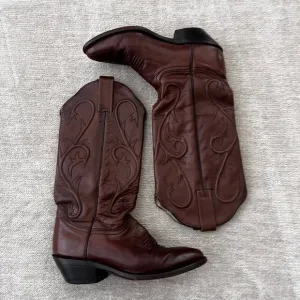 Authentic Dan Post Brown Leather cowboy boots. Genuine Leather
