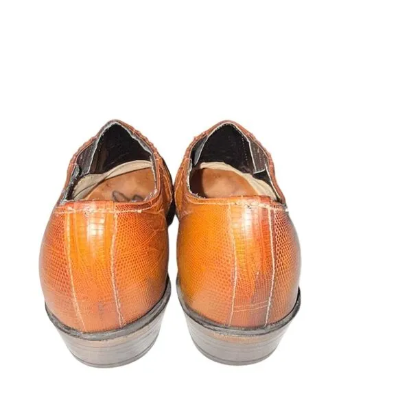 Authentic Nocona Women's Brown Ankle Booties Size 7 B shoe Teju Lizard skin