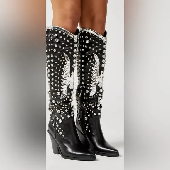 Azalea Wang studded cowboy cowgirl boots