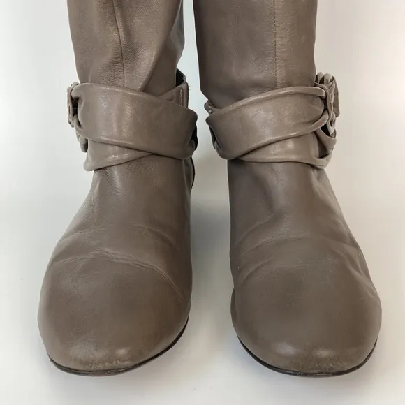 B. Makowsky Taupe &amp; Brown Leather BFREBAY Boots