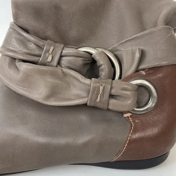 B. Makowsky Taupe &amp; Brown Leather BFREBAY Boots