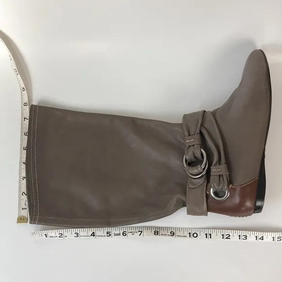 B. Makowsky Taupe &amp; Brown Leather BFREBAY Boots